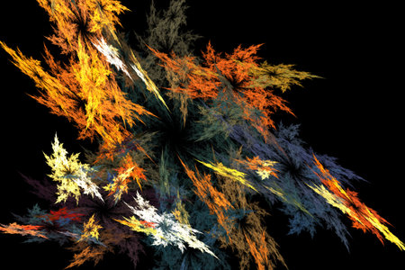 abstract background color trends 2022 , 3D illustration, rendering black multi colored lines fractal unique composition for graphic and design art projects. high qualityの写真素材