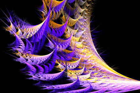 abstract background color trends 2022 , 3D illustration, rendering black multi colored lines fractal unique composition for graphic and design art projects. high qualityの写真素材