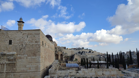 Blue sky nature landscape Jerusalem city Israel. high quality photo