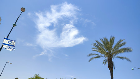 Blue sky clouds nature background. high quality photoの写真素材