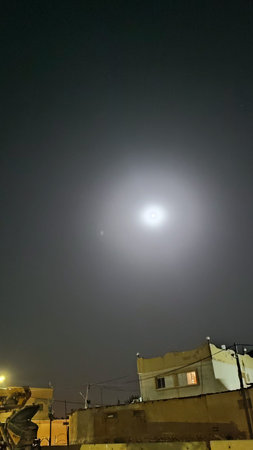 night black sky moon building dark landscape. high quality photo