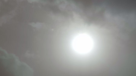 Gray sky white sun background. High quality photo