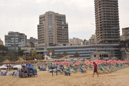 20 June 2023 Netanya Israel hotels beachのeditorial素材