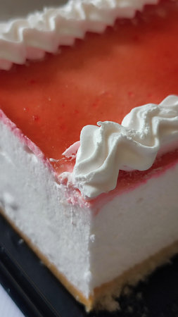 pastry red white cream pie, food dessert. High quality photo