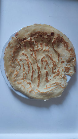 flour round pancake, food on a plate, cooking carbohydrates breakfast
