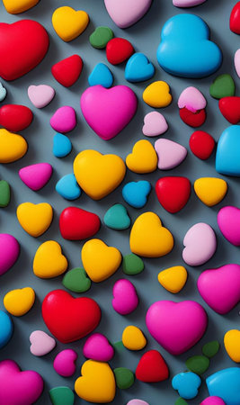 colorful hearts 3d valentine's day love background. High quality 3d illustrationの写真素材