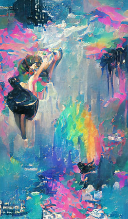 splash colorful paint art background abstract. High quality illustrationの写真素材