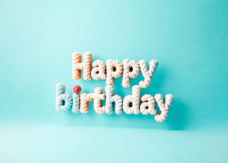 Happy birthday! 3D text blue background template art card. High quality 3d illustration altの写真素材