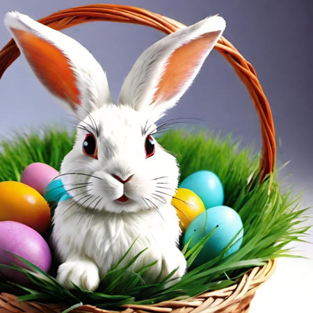 Bunny Easter holiday eggs color card. High quality illustrationの写真素材