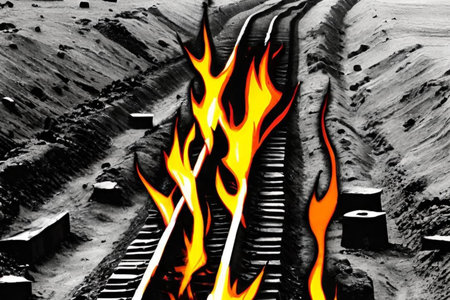 railway track rails sleepers path road Jewish catastrophe concentration camp tragedy. High quality...