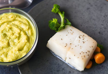 white fish with vegetables dinner healthy food lunch plate cooking recipes 3d render ai alt...