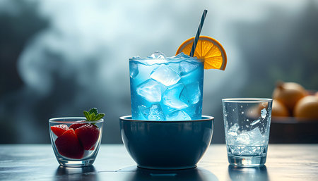 cocktails cocktail drink food bar bright blue yellow red juice orange color table cooking bar...