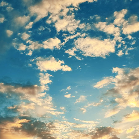 Blue sky landscape background nature sunset clouds evening day landscape background. High quality photoの写真素材
