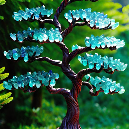 tree gemstones gifts symbol objects stones decoration interior design feng shui green leaves nature decor decorations. High quality photoの写真素材