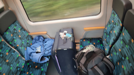 Train seats luggage travel transport shotlisttravel objects tourism. High quality photoの写真素材