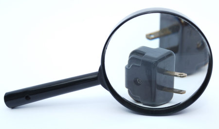 Magnifying glass and adaptersの写真素材