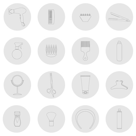 Outline web icon collection.Hairdressing set.のイラスト素材