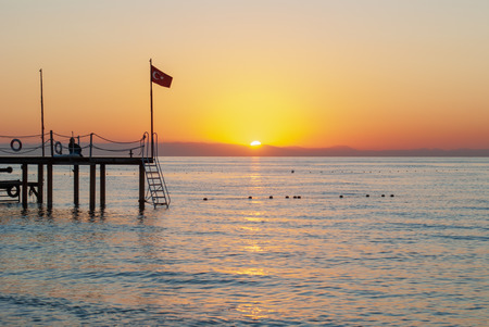 Picturesque seascape in Turkey. sunrise and morning sun. Calm waterの写真素材