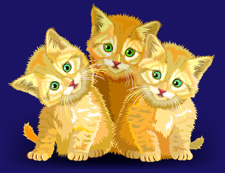 Illustration of three little kittens, vector cartoon image.のイラスト素材