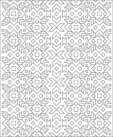 Black and white pattern with ornament for coloring. Worksheet for children and adults. Vector image.のイラスト素材
