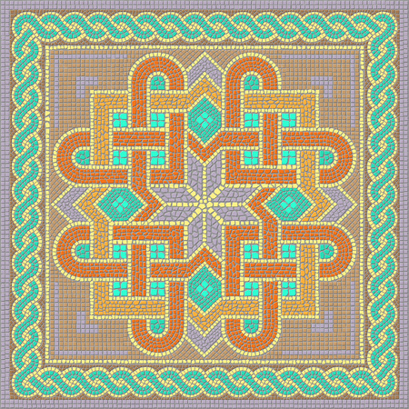 Ornament of the mosaic floor in the classical Byzantine style.のイラスト素材