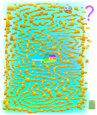 Logic puzzle game with labyrinth for children and adults. Need to help the dog.のイラスト素材