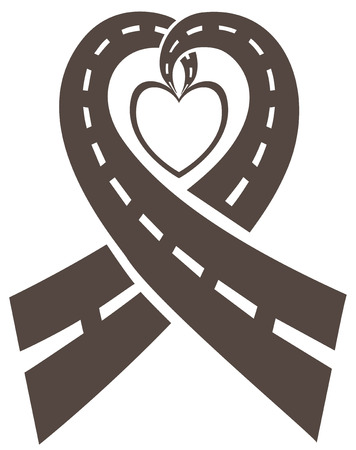 Black and white symbol of road in shape of heart.のイラスト素材