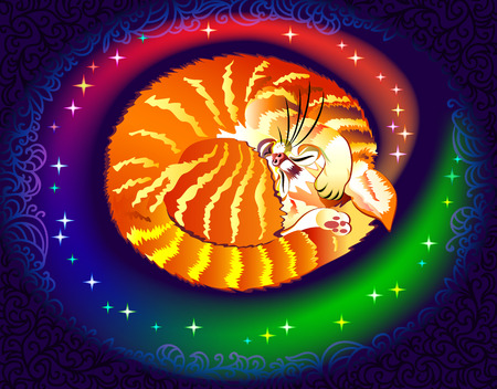 Illustration of sleeping cat, vector cartoon image.のイラスト素材