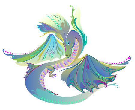 Illustration of fantastic fairyland dragon, vector cartoon image.のイラスト素材