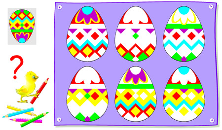Logic puzzle game for young kids by coloring eggsのイラスト素材