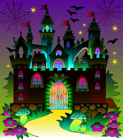 Illustration of a fairyland fantasy castle, vector cartoon image.のイラスト素材