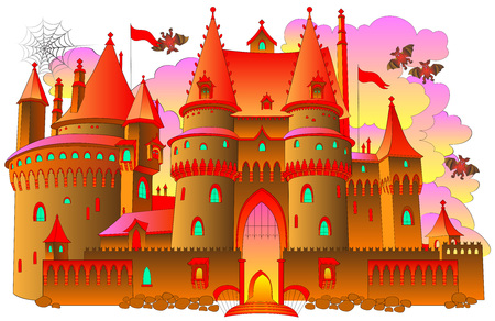 Illustration of a fairyland fantasy castle, vector cartoon image.のイラスト素材