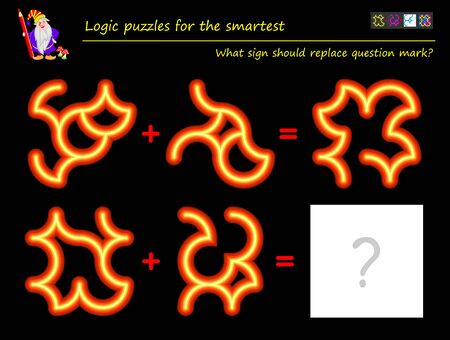 Mathematical logic puzzle game for children and adults. What sign should replace question mark? Draw him. Printable page for brain teaser book. Developing spatial thinking skills. IQ training test.のイラスト素材