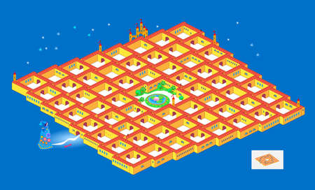 Best labyrinths. Help the princess find the way to the garden. Logic puzzle game for children and adults. Maze for kids brain teaser book. educational page. play online. vector illustration.のイラスト素材