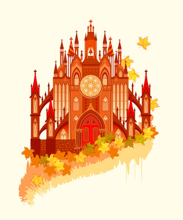 Fantasy gothic medieval kingdom. Rich ornate artistic abstract background. Gold autumn motives. Modern print for your project. Printable vector for t-shirts, fabric, greeting card, decoration.のイラスト素材