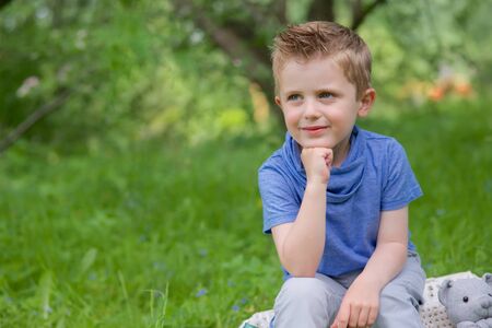 Adorable kid on the streetの写真素材