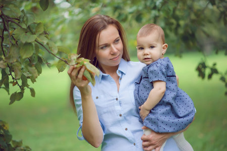 Beautiful mother and her child in the park