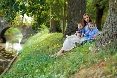 Beautiful family in the parkの写真素材