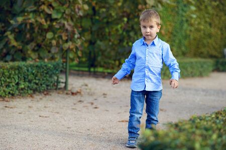 Adorable kid in the parkの写真素材