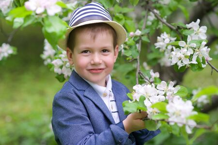 Adorable boy in the parkの写真素材
