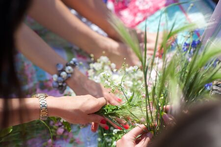 Summertime, midsummer. Cute girl outdoorの写真素材