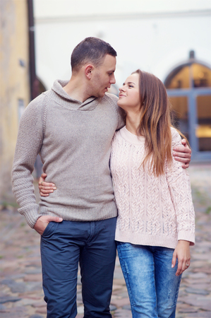 Lovely couple on the streetの写真素材