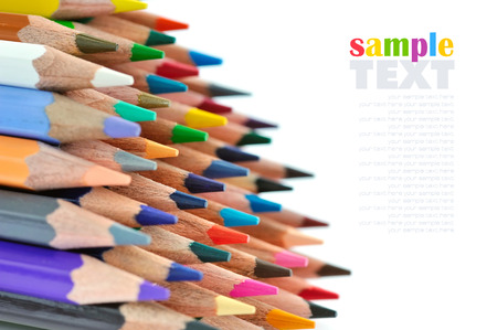 Close-up of colour pencils on white backgroundの写真素材