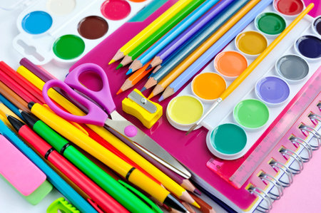 Office and student accessories. Back to school concept