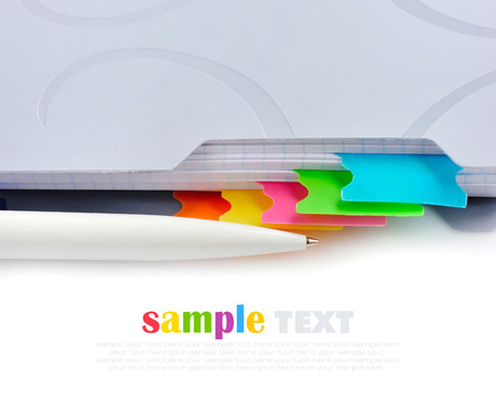 Notebook and pen on white backgroundの写真素材