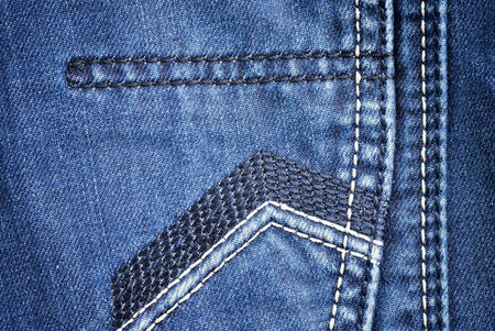 Texture of blue jeans. Close-up