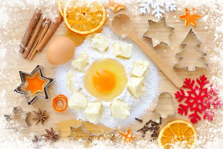 Christmas cookies preparation. Christmas holidays conceptの写真素材