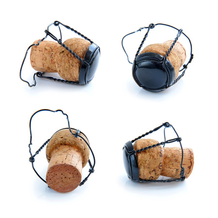 Cork from champagne bottle isolated on the white backgroundの写真素材