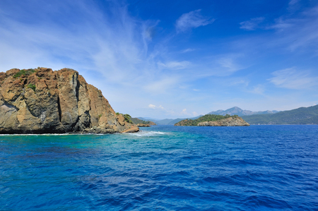 Beautiful seascape with rocky islands. Aegean sea. Turkeyの写真素材