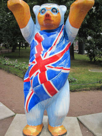 Bear with the image of an English flagのeditorial素材